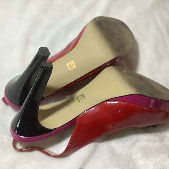 ANNE KLEIN high heels black and red size 8.5 M - Picture 8 of 12